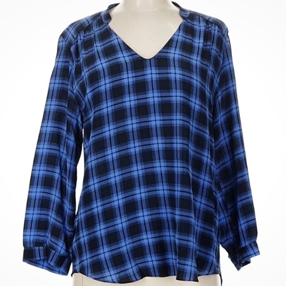 Amanda Uprichard Women Blue 3/4 Sleeve Silk Top M